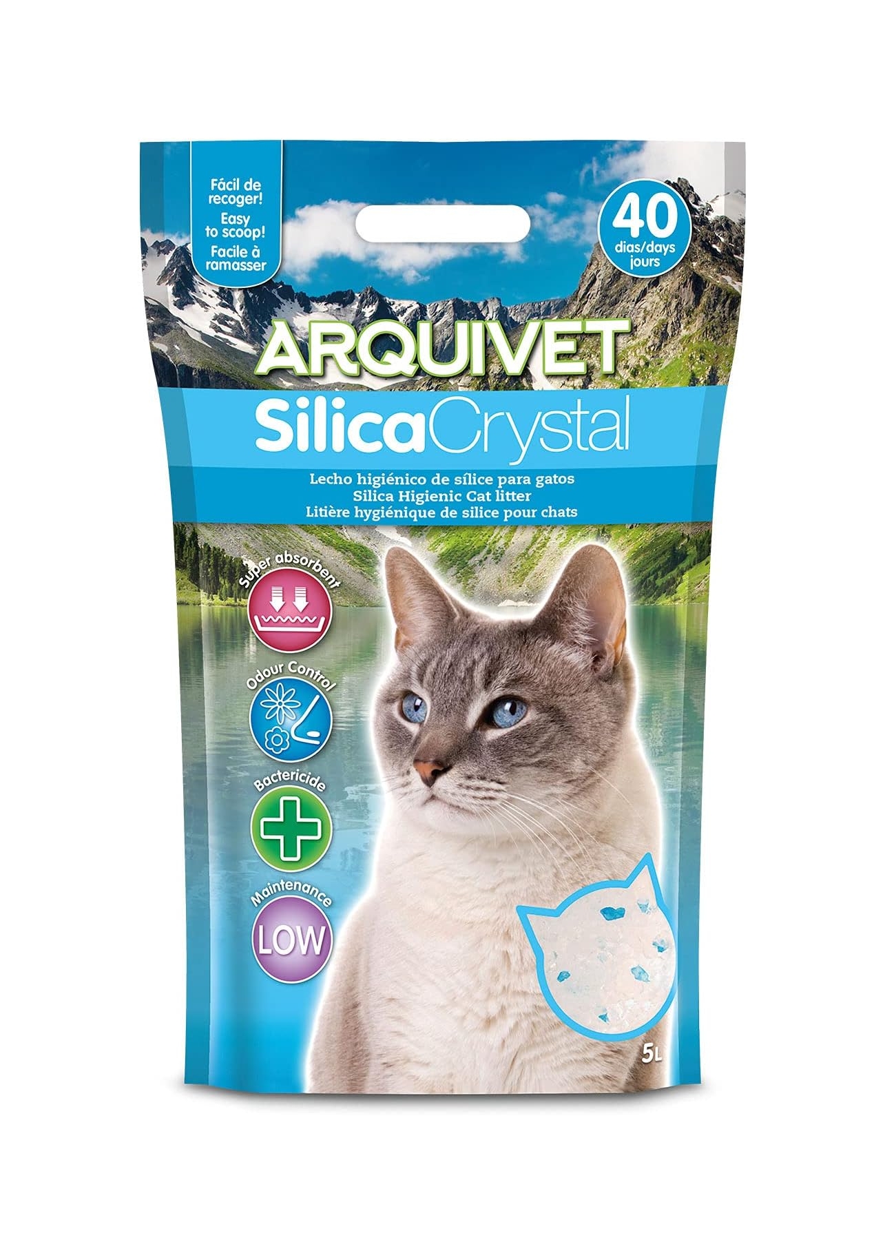 Arena para gato Arquivet silica crystal, pack 6 unidades de 5 l