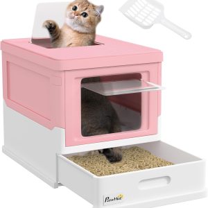 Arenero cubierto pawhut para gatos con entrada frontal y salida superior