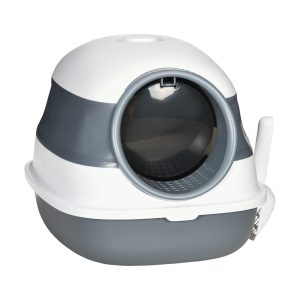 Arenero para gatos PawHut cerrado plegable con pala blanco y gris