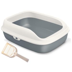 Bandeja higiénica para gatos BPS plástica con pala tamaño S gris