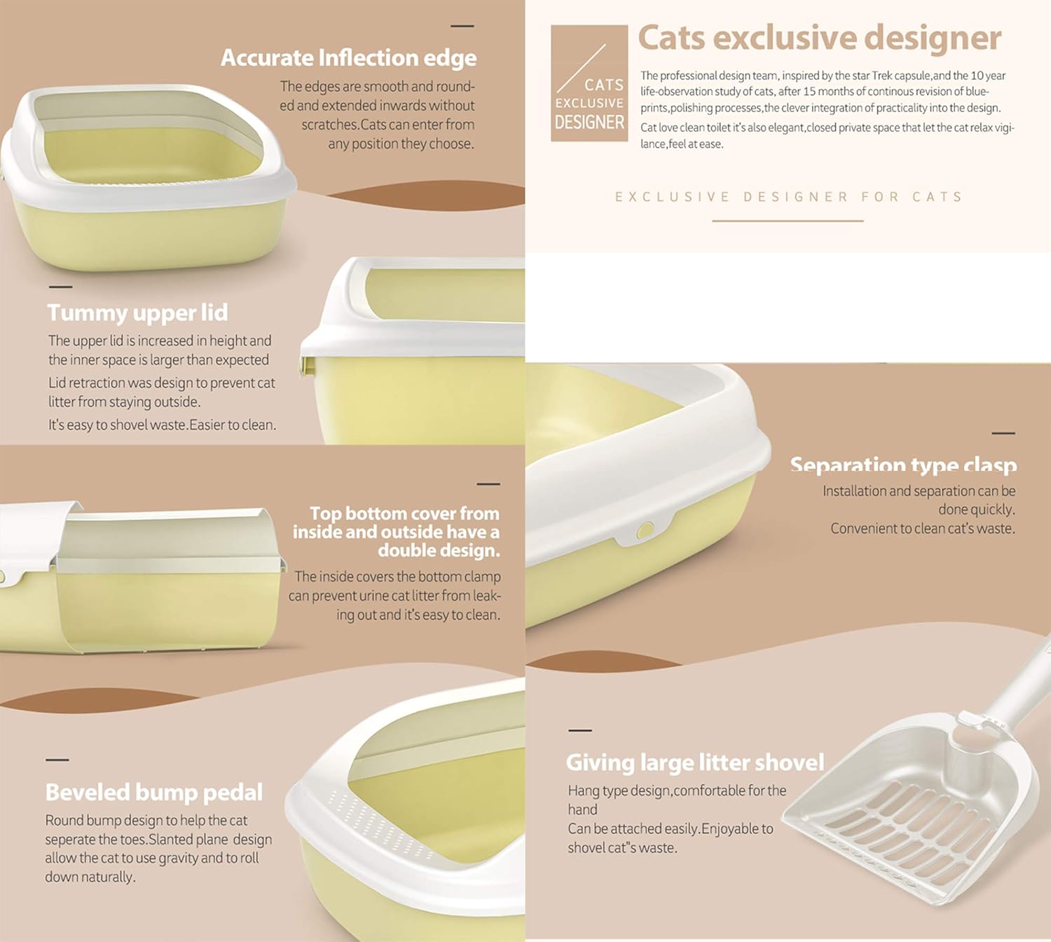 Bandeja higiénica para gatos resistente BPS con pala tamaño S azul - Imagen 3