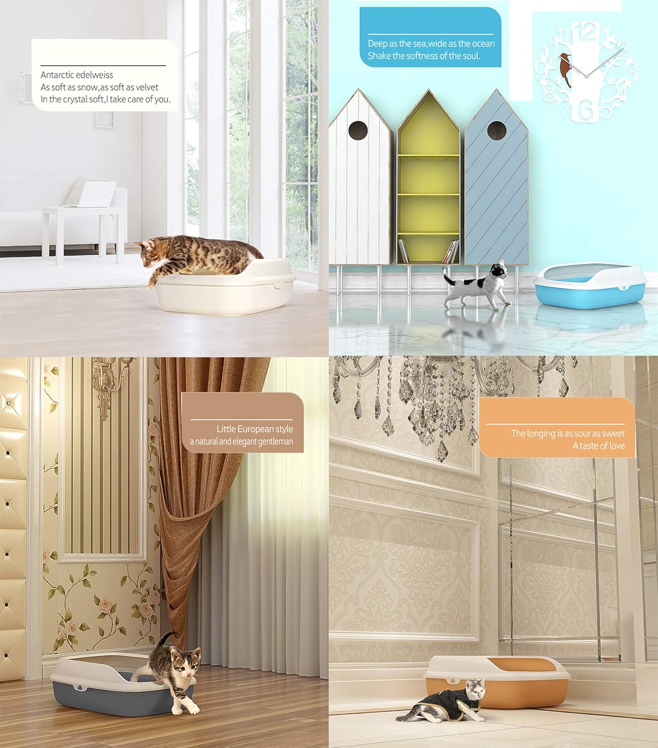 Bandeja higiénica para gatos resistente BPS con pala tamaño S azul - Imagen 4