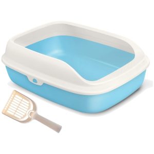 Bandeja higiénica para gatos resistente BPS con pala tamaño S azul