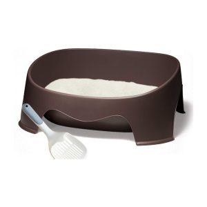 Bandeja para gatos bps marrón con pala, arenero sanitario abierto