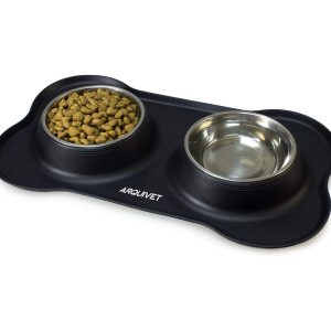Bebedero y comedero doble Arquivet para gatos y perros, 2×400 ml