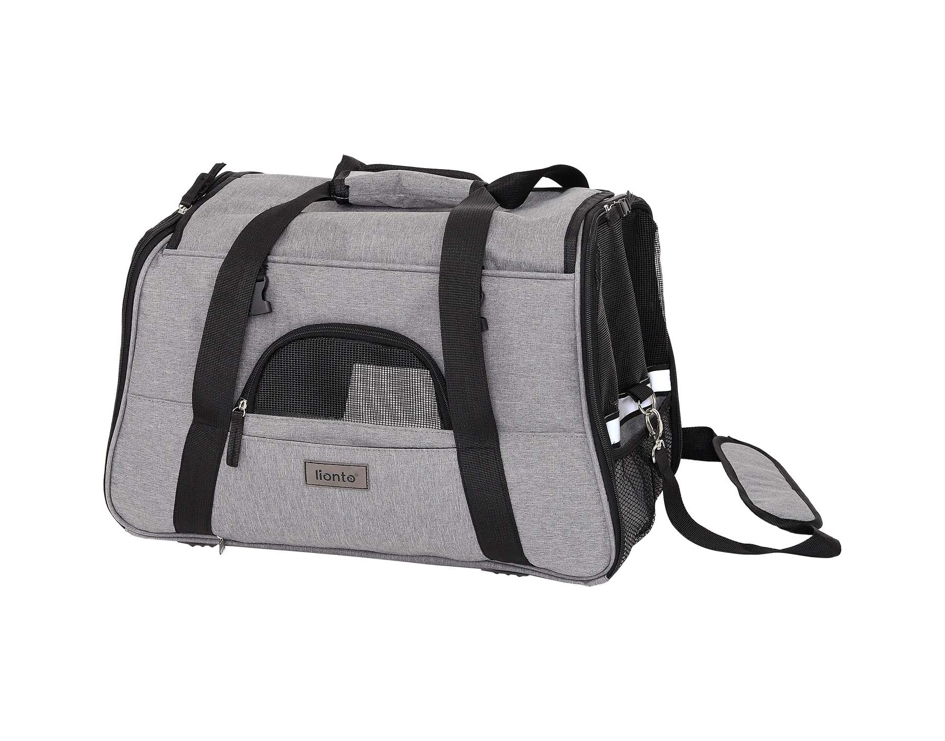 Bolsa transportín plegable para gatos y perros Lionto gris
