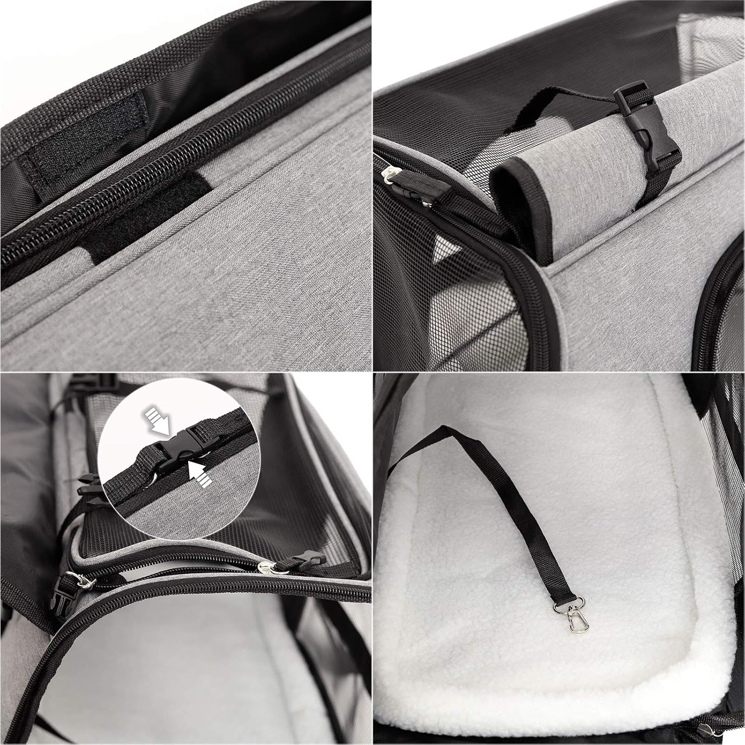 Bolsa transportín plegable para gatos y perros Lionto gris - Imagen 5