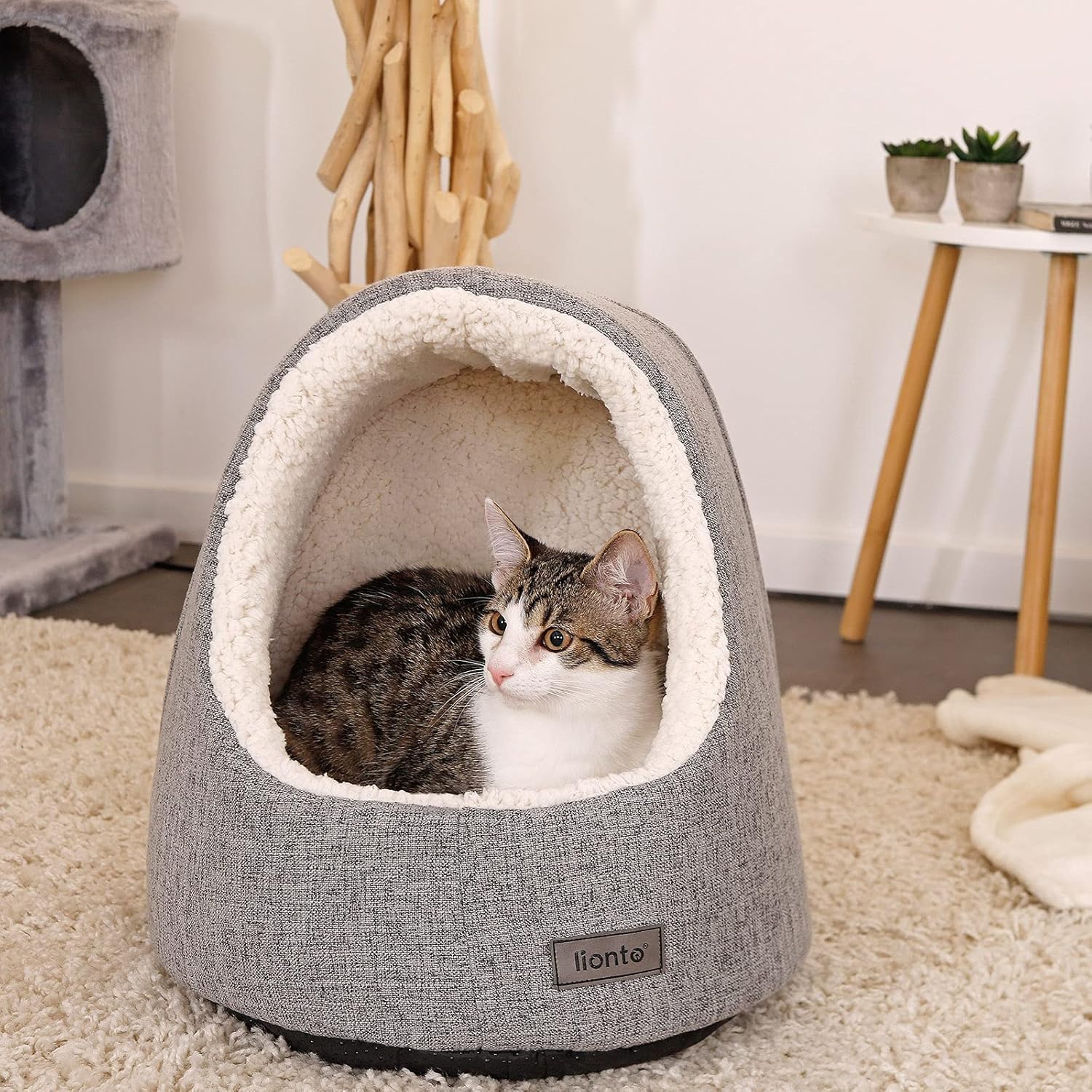 Cama para gato con cojines reversibles lionto, gris claro - Imagen 2