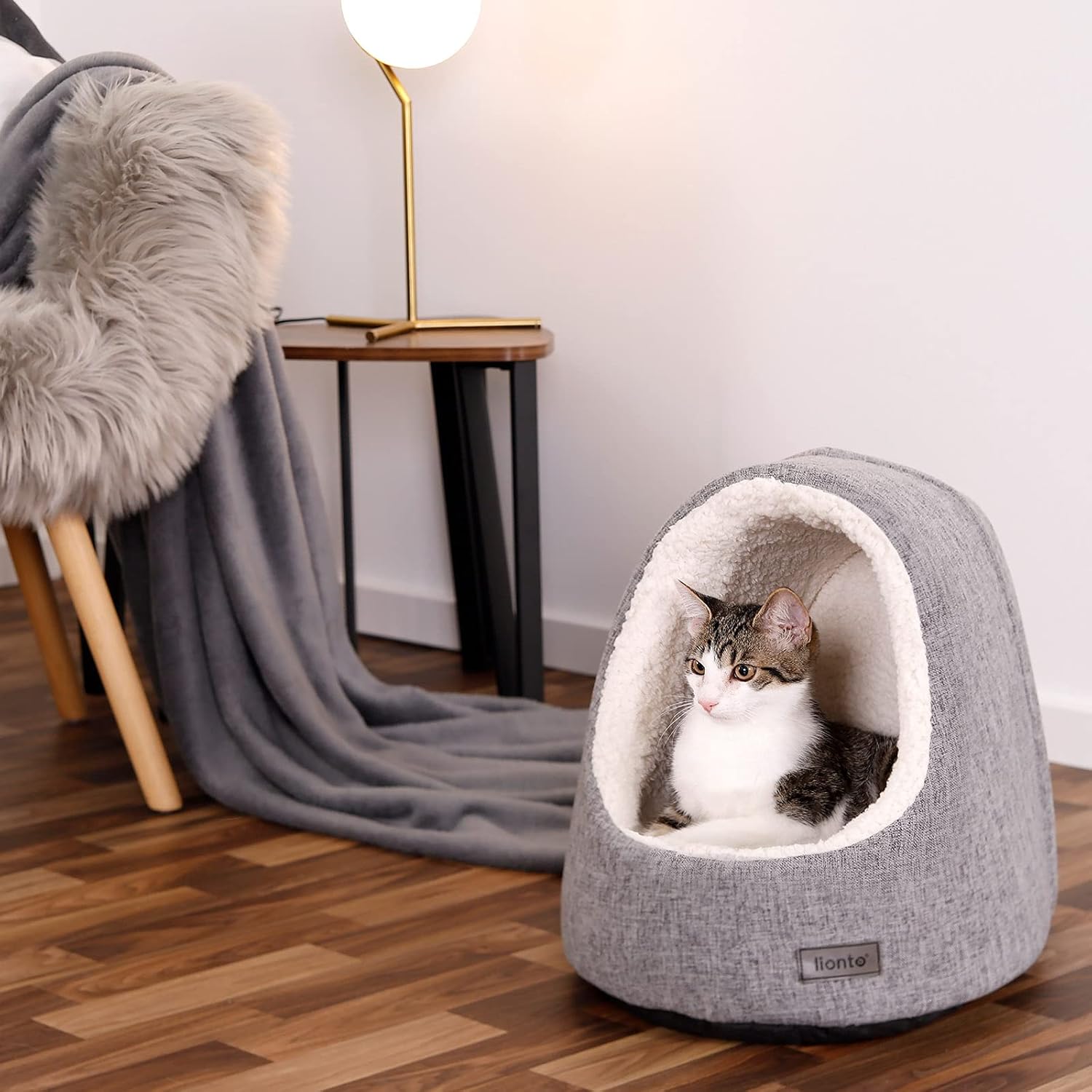 Cama para gato con cojines reversibles lionto, gris claro - Imagen 3