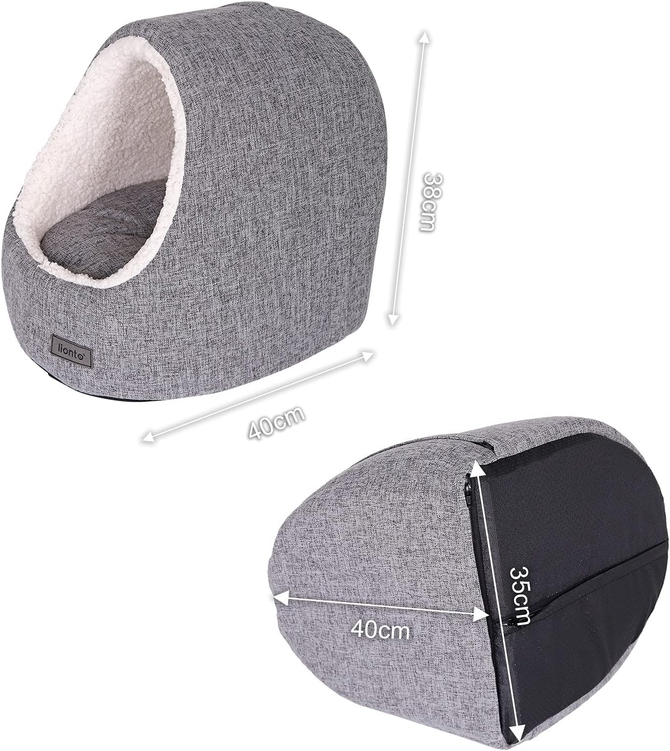 Cama para gato con cojines reversibles lionto, gris claro - Imagen 5