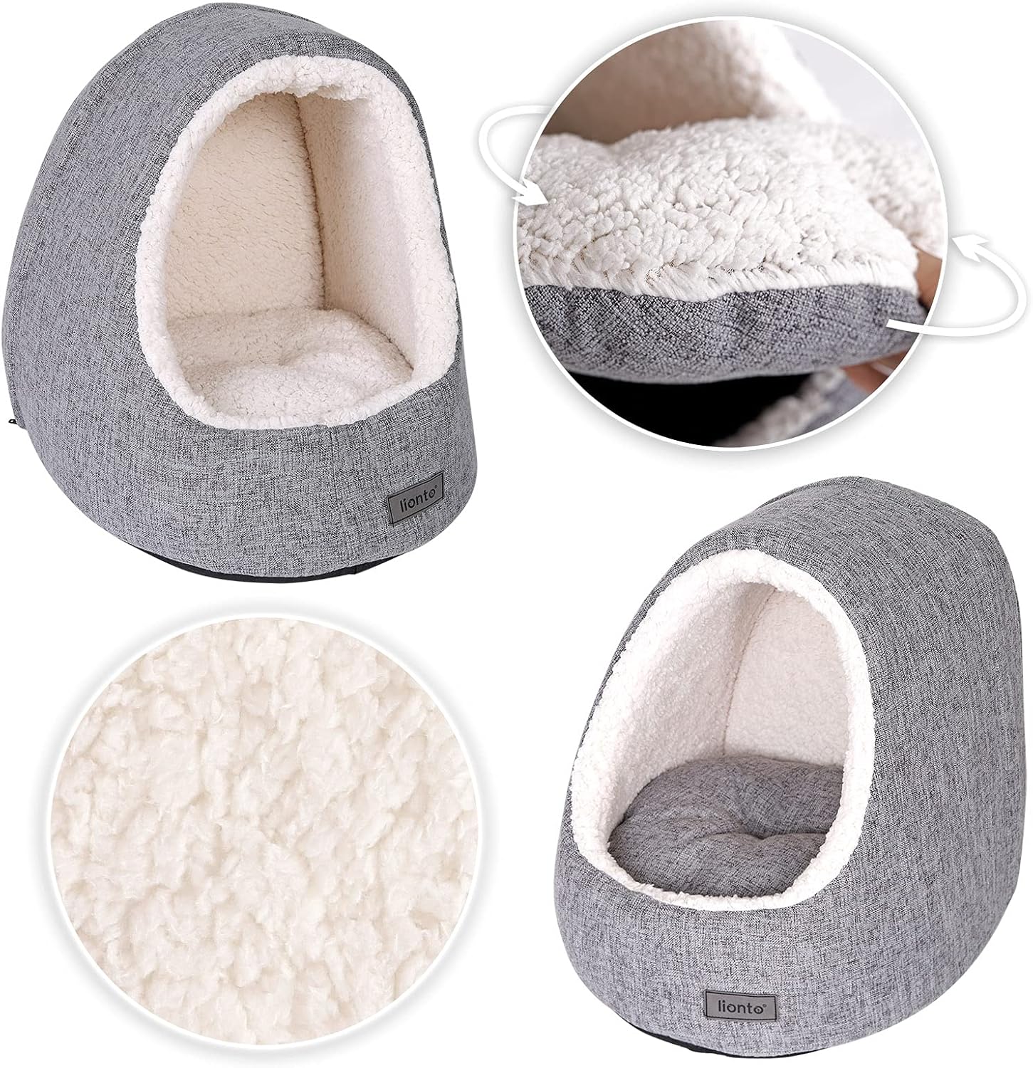 Cama para gato con cojines reversibles lionto, gris claro - Imagen 6
