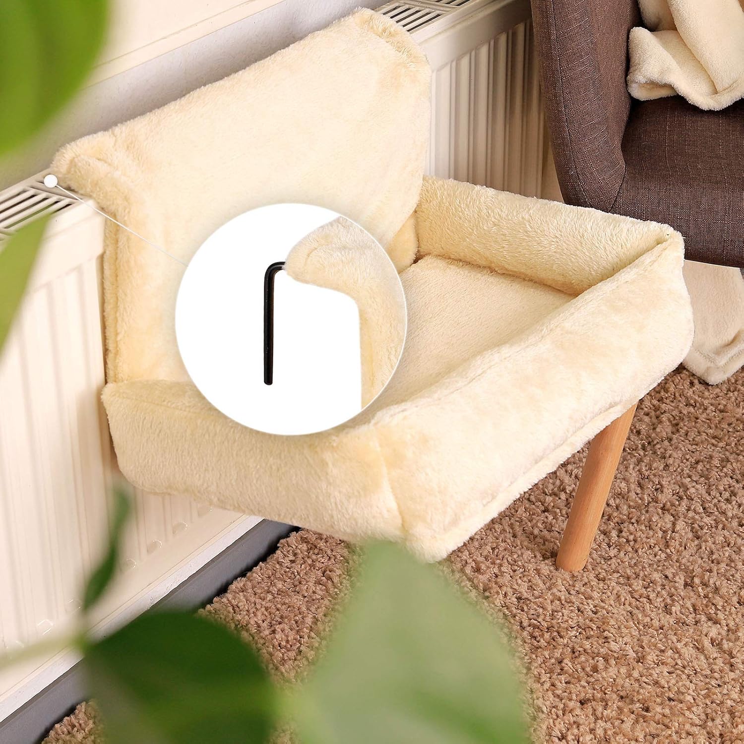 Cama para gato lionto beige para radiador estilo hamaca - Imagen 3