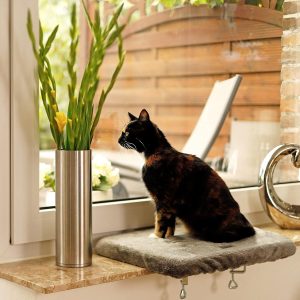 Cama para gato lionto gris oscuro para alféizar de ventana 35×50 cm