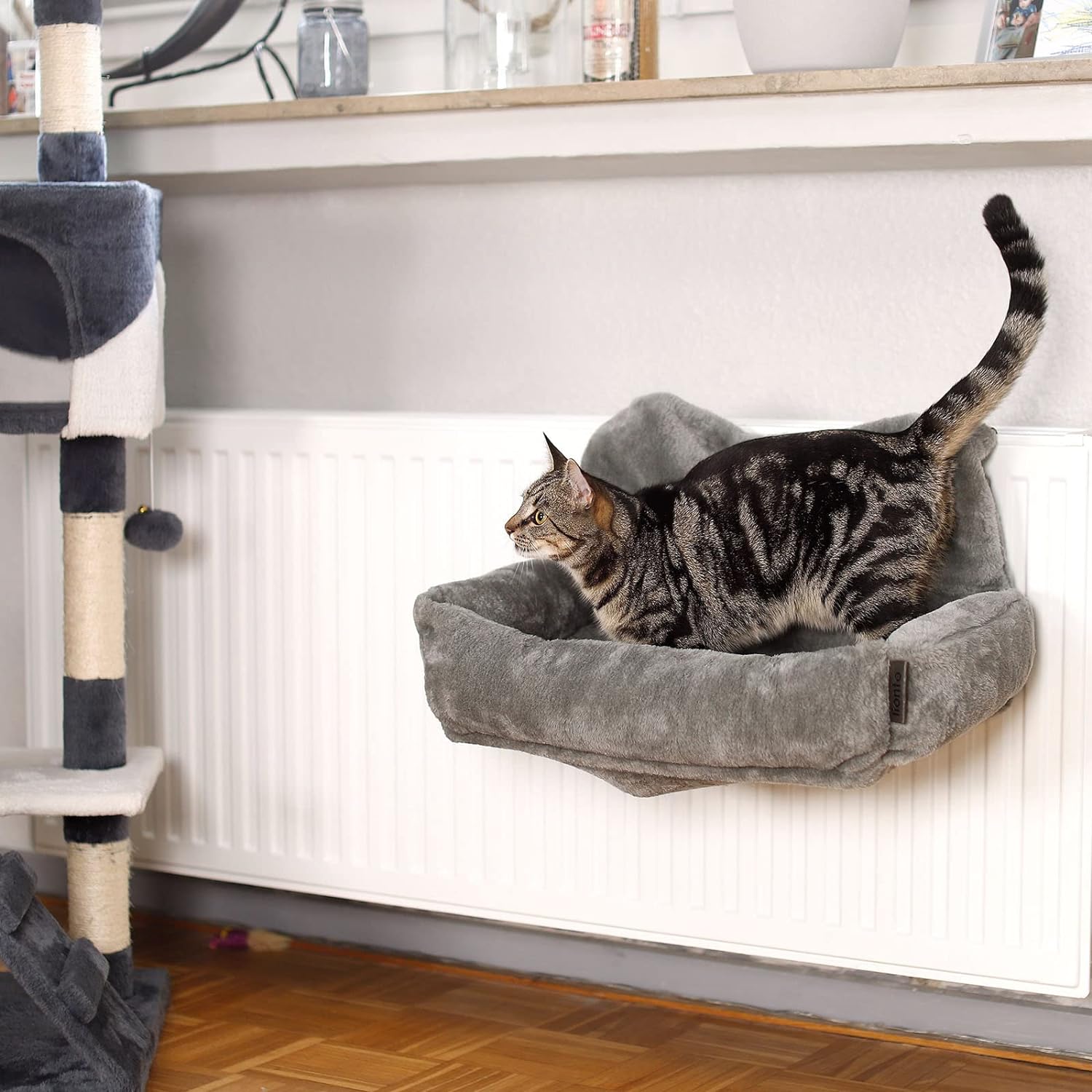 Cama para gato lionto gris oscuro tipo hamaca para radiador - Imagen 2