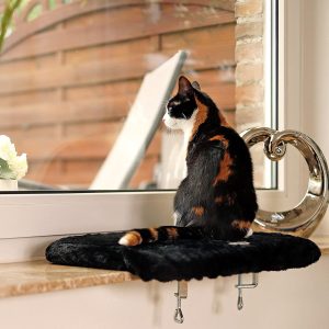 Cama para gato lionto negra para alféizar de ventana 35×50 cm