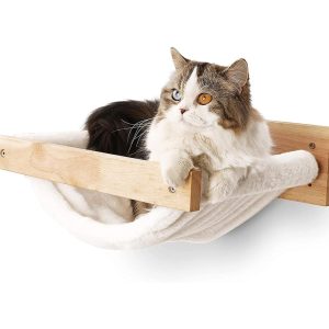 Cama pared para gato Fukumaru de madera maciza, soporta hasta 18 kg