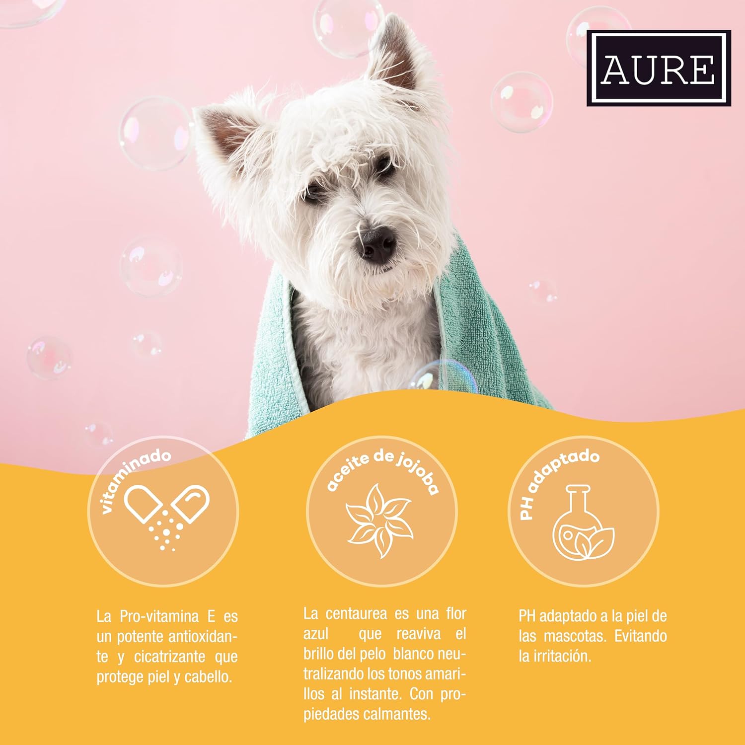 Champú para gatos pelo blanco Aure 1L desenreda y aporta suavidad - Imagen 5