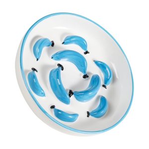 Comedero antivoracidad para gatos cerámica azul 16×3 cm alimentación lenta