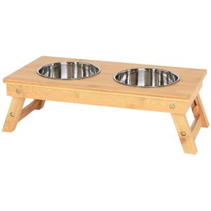 Comedero doble regulable para perros lionto con dispensador de pienso