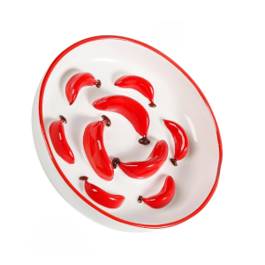 Comedero gato antivoracidad de cerámica para alimentación lenta rojo