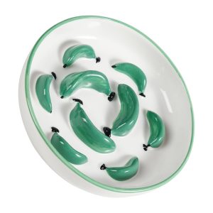 Comedero gato antivoracidad de cerámica para alimentación lenta, verde