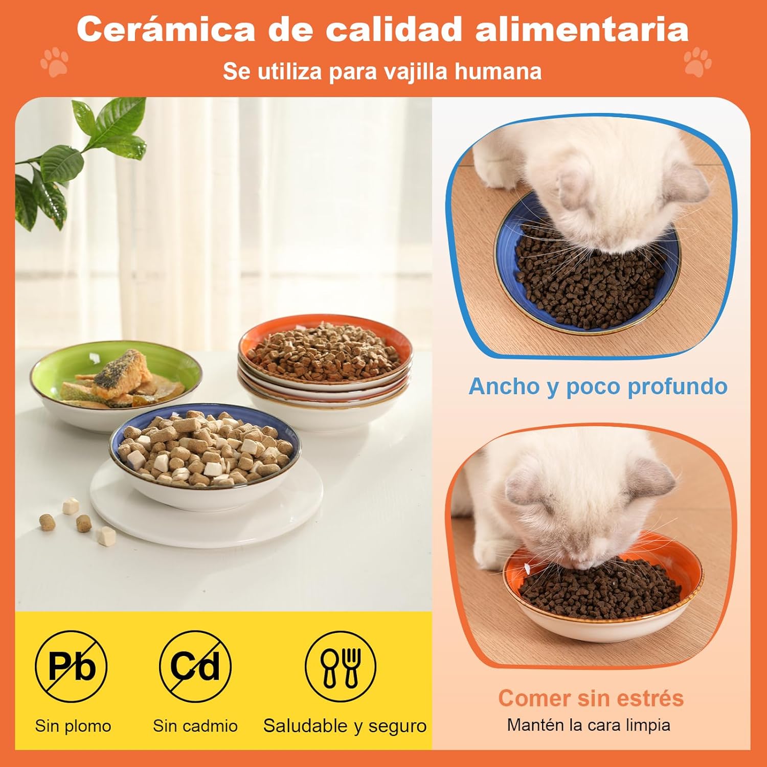 Comedero para gatos de cerámica con diseño en espiral, set de 6 colores - Imagen 4