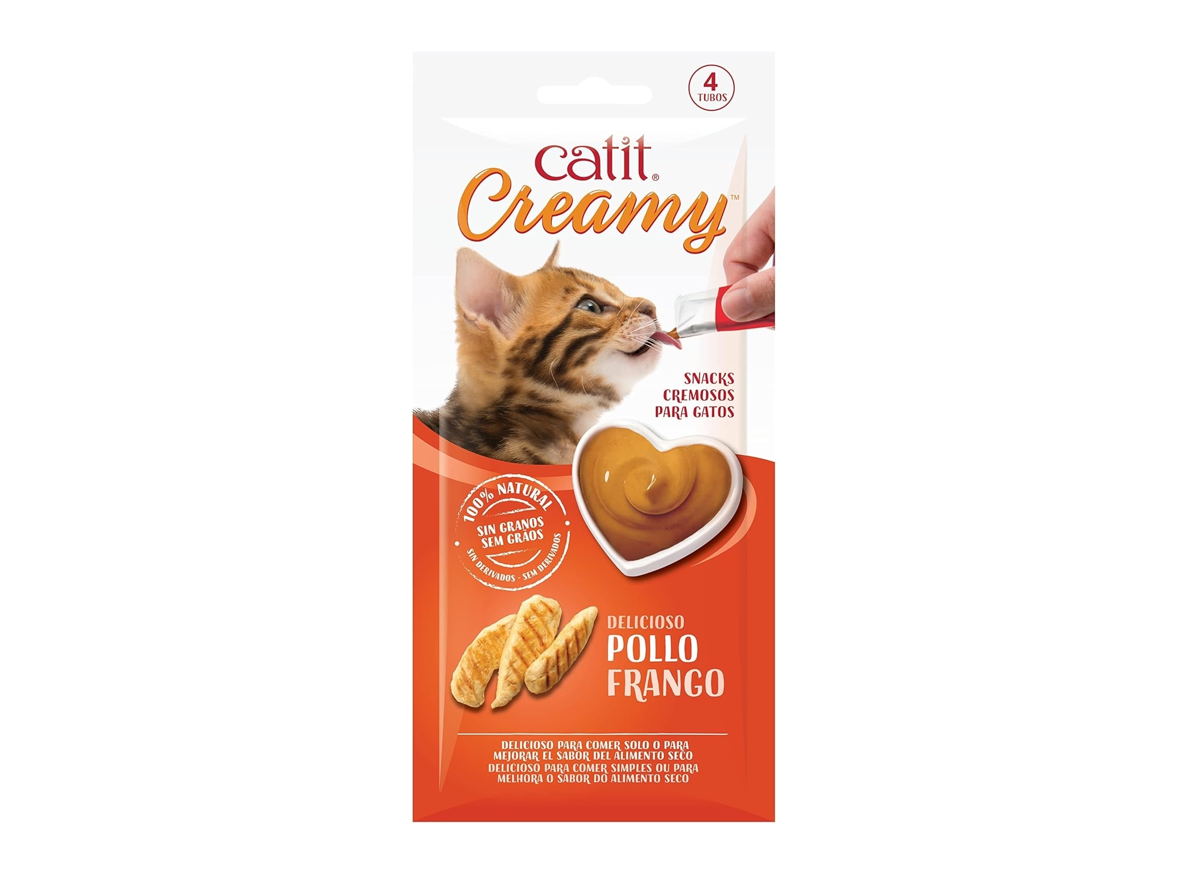Comida húmeda para gatos Catit Creamy sabor pollo, 1 bolsa con 4 tubos