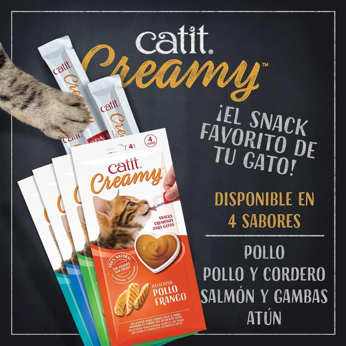 Comida húmeda para gatos Catit Creamy sabor pollo, 1 bolsa con 4 tubos - Imagen 6