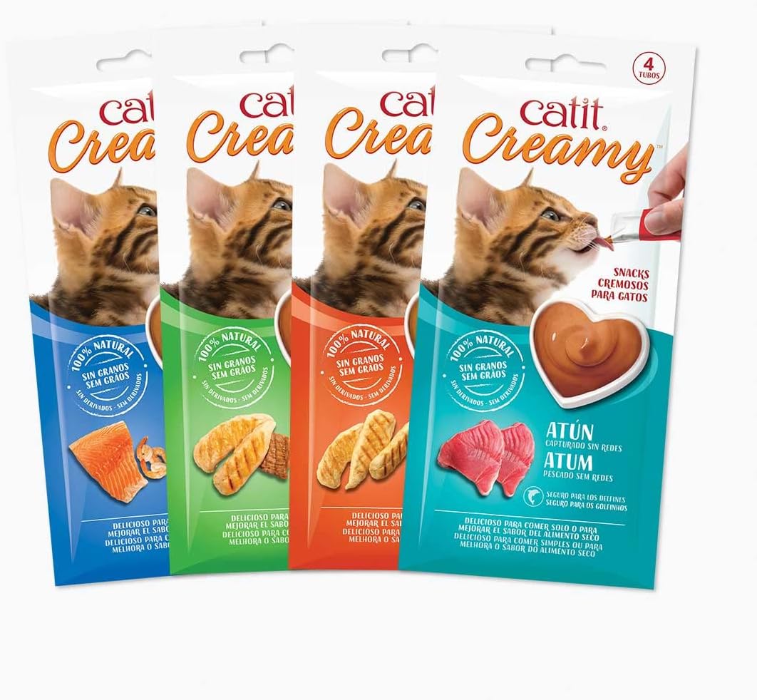 Comida húmeda para gatos Catit Creamy sabor pollo, 1 bolsa con 4 tubos - Imagen 7
