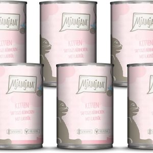 Comida húmeda para gatos MjAMjAM pollo y salmón sin cereales 6×400 g