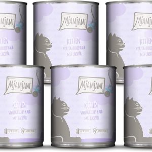 Comida húmeda premium para gatos MjAMjAM ternero y salmón, sin cereales