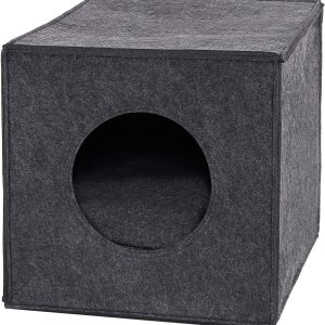 Cueva para gatos lionto de fieltro con almohada gris oscuro 33x37x33 cm