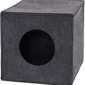 Cueva para gatos lionto de fieltro, gris oscuro, 33x37x33 cm