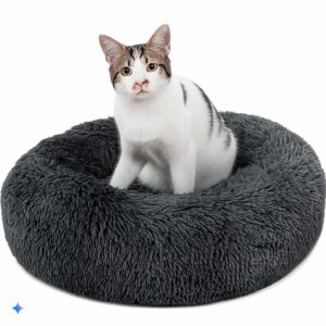 Cama redonda para perros y gatos lionto donut 40 cm gris oscuro