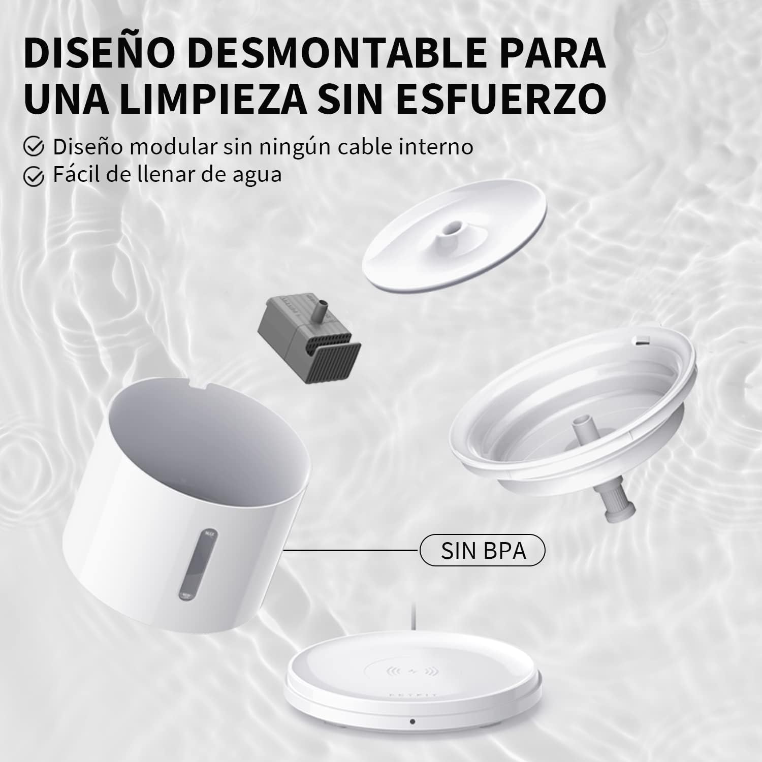 Fuente automática para gatos PETKIT Eversweet 2L, ultrasilenciosa con app - Imagen 8