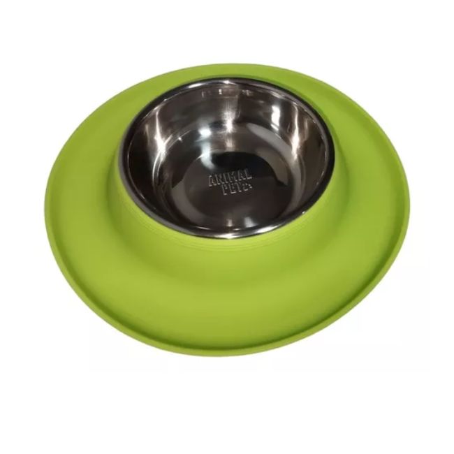 Comedero/Bebedero de Silicona con Recolector – S – Verde