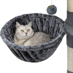 Hamaca de felpa suave para gatos lionto gris oscuro 40 cm de diámetro