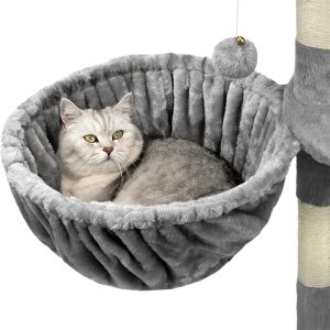 Hamaca para gatos lionto felpa suave gris claro diámetro 40 cm