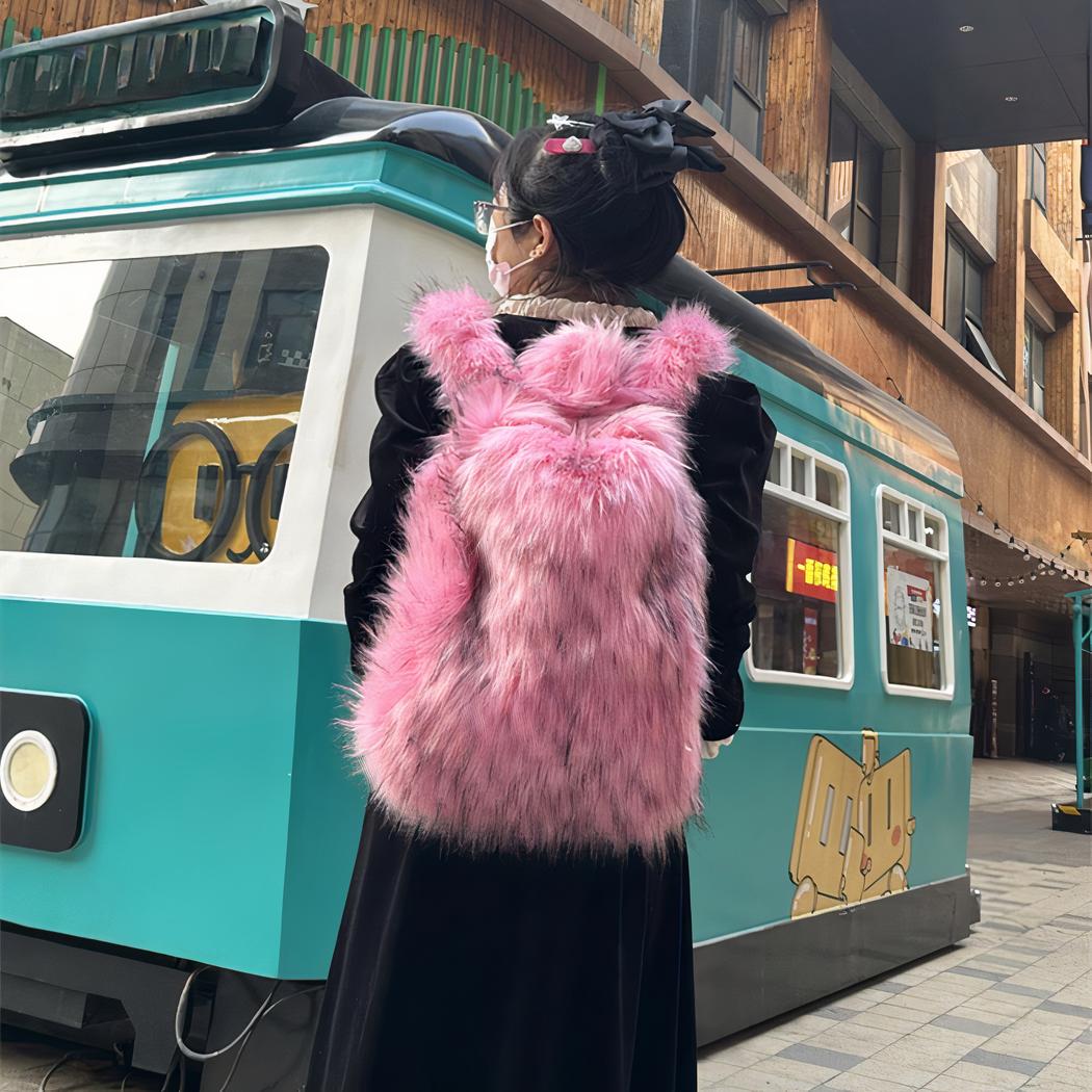 Elegante y esponjosa mochila de piel - Imagen 3