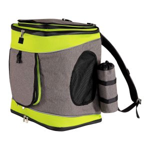 Mochila transportín para gatos y perros Lionto gris y verde para mascotas