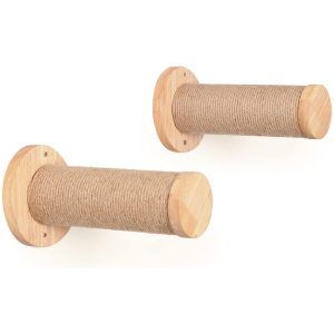 Mueble de pared para gatos Fukumaru con rascador de yute, paquete de 2