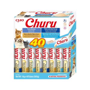 Premios para gatos inaba churu de atún, textura cremosa, 40 tubos x 14 g
