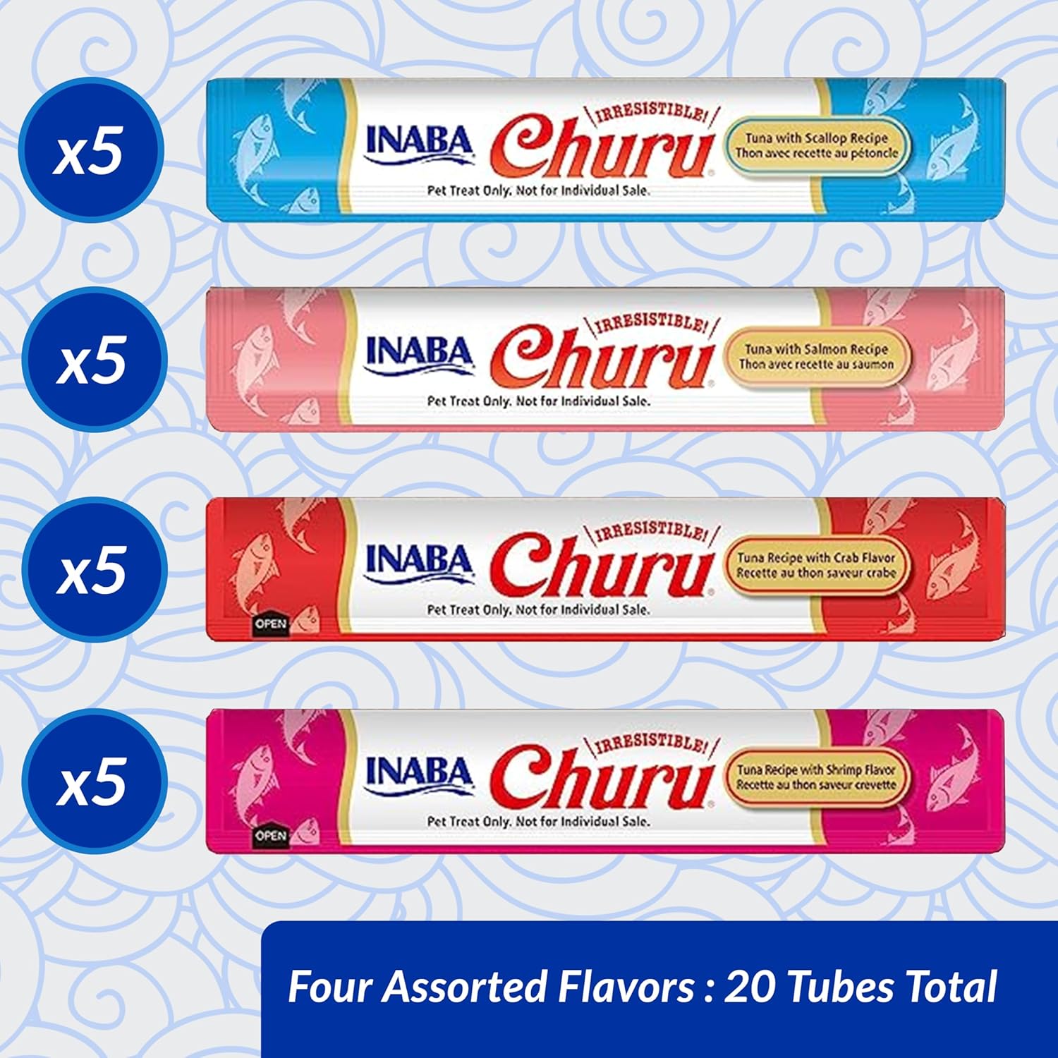 Premios para gatos inaba churu puré 4 sabores mariscos y atún 20x14g - Imagen 5