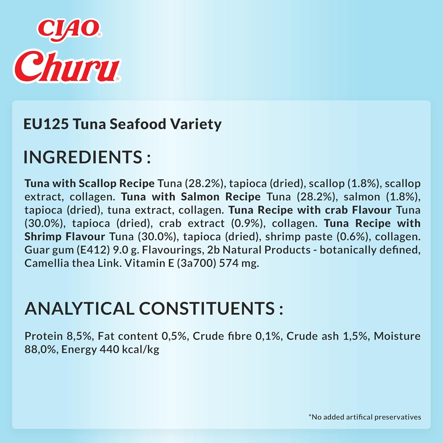 Premios para gatos inaba churu puré 4 sabores mariscos y atún 20x14g - Imagen 6