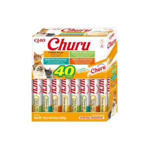 Snacks inaba churu de pollo para gatos, 4 sabores, textura cremosa