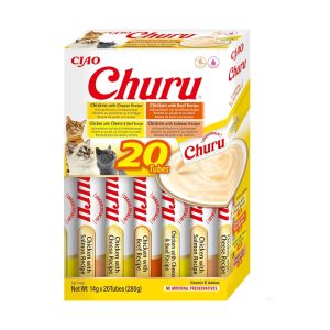 Snacks para gato inaba churu, puré cremoso de carne y pollo, 20 tubos